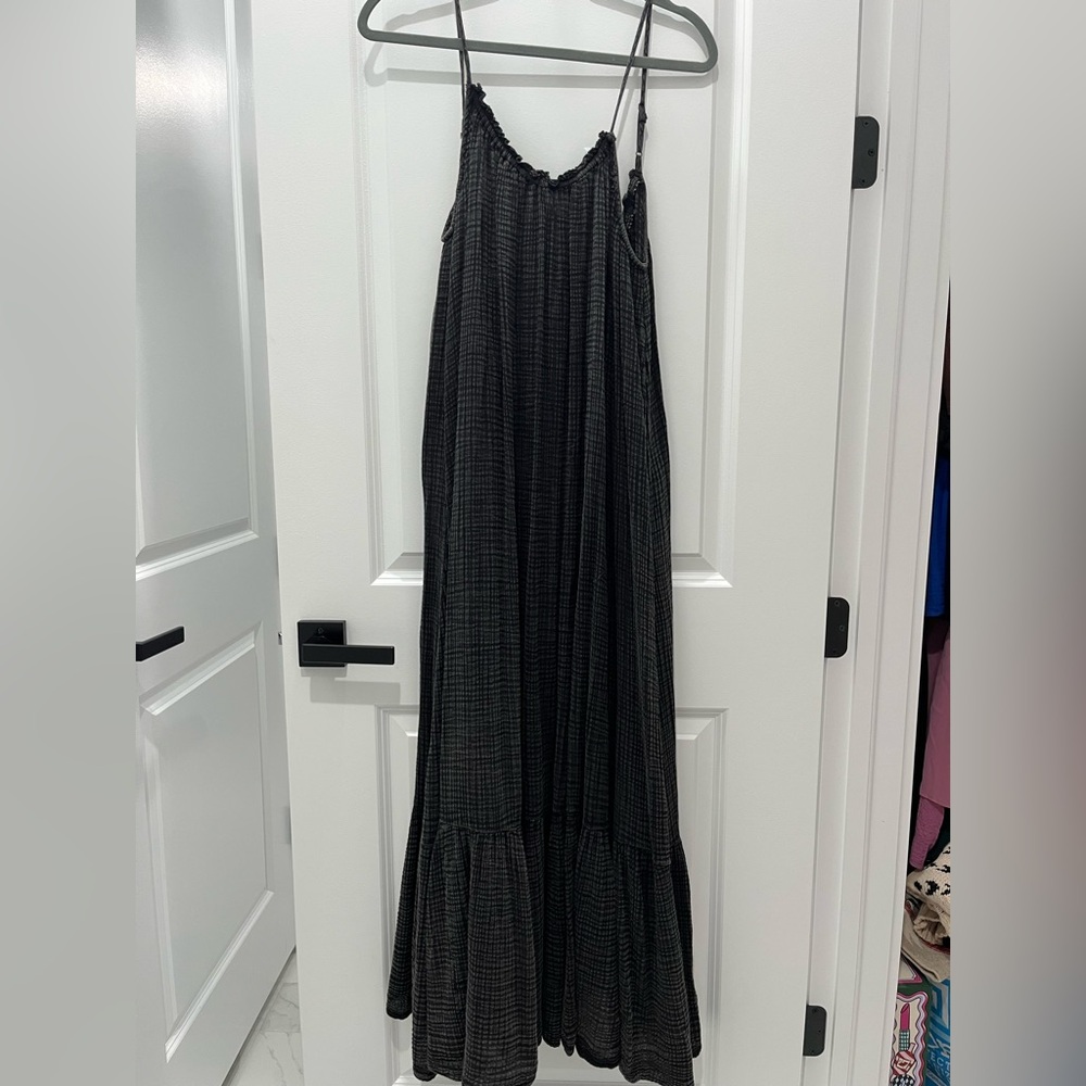 Anthropologie Black Textured Maxi Dress